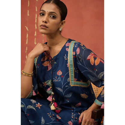 Shivani Bhargava Vadhu Blue Chintz Short Kurta and Dhoti (Set of 2)