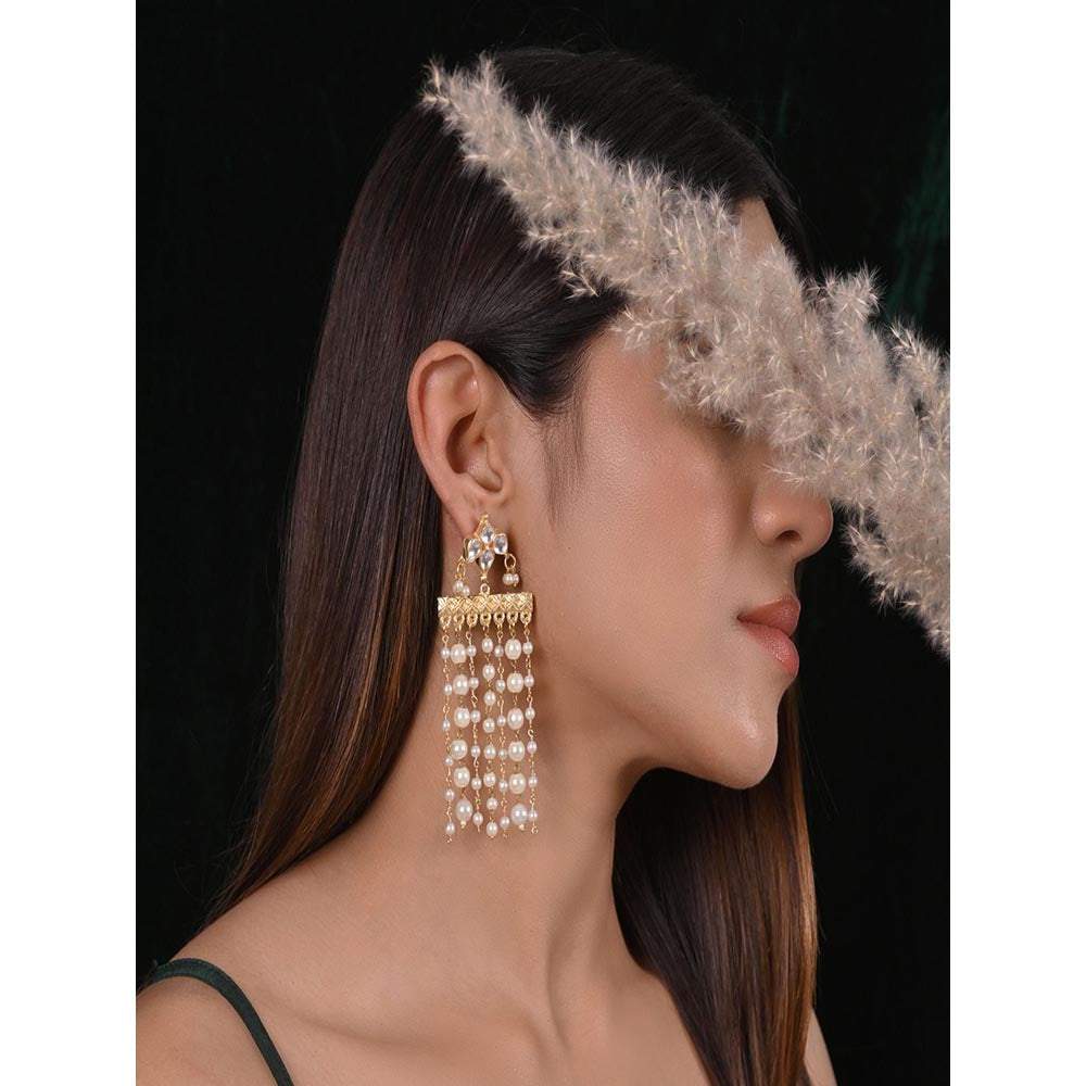Shlok Jewels Paulmi Kundan Pearl Earrings