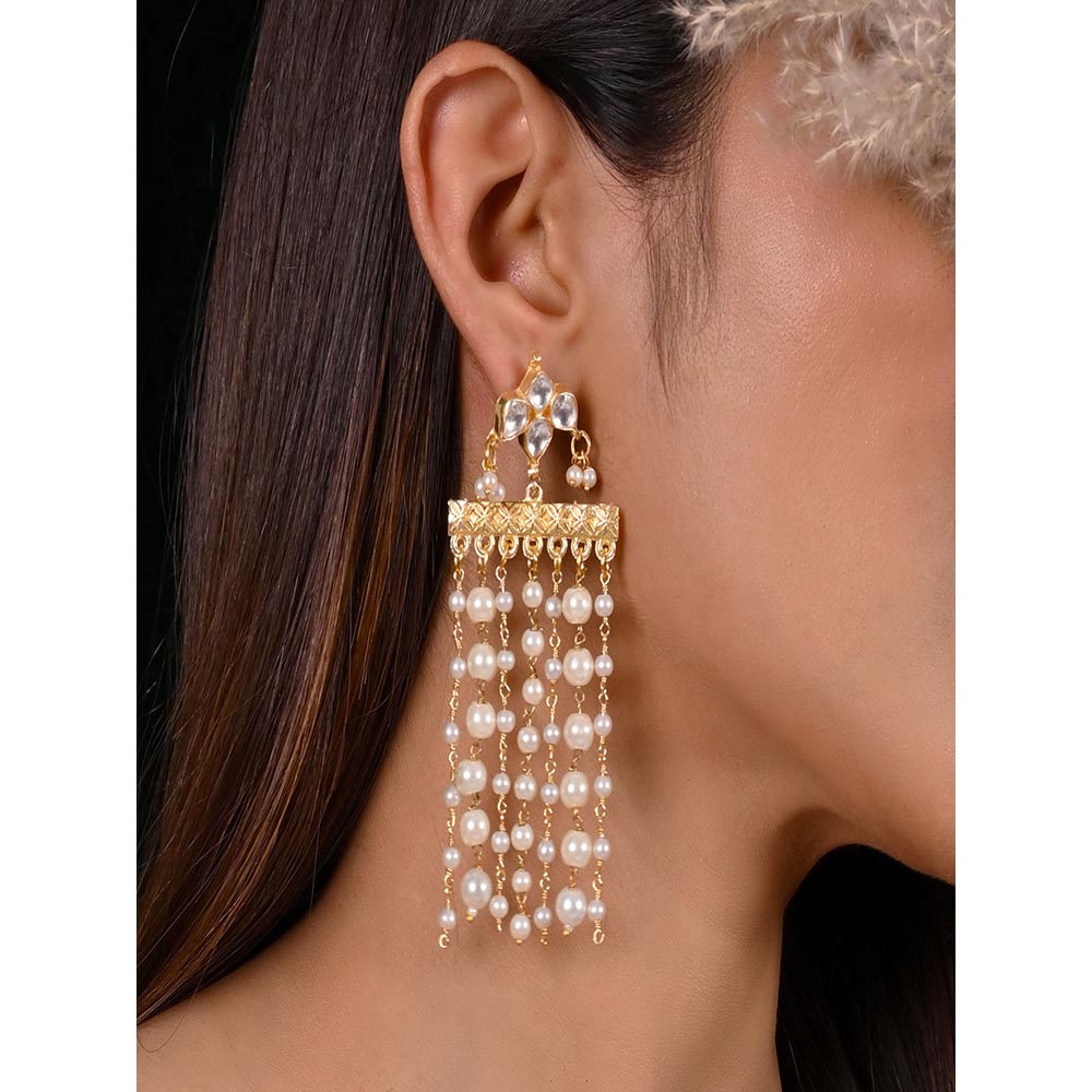 Shlok Jewels Paulmi Kundan Pearl Earrings