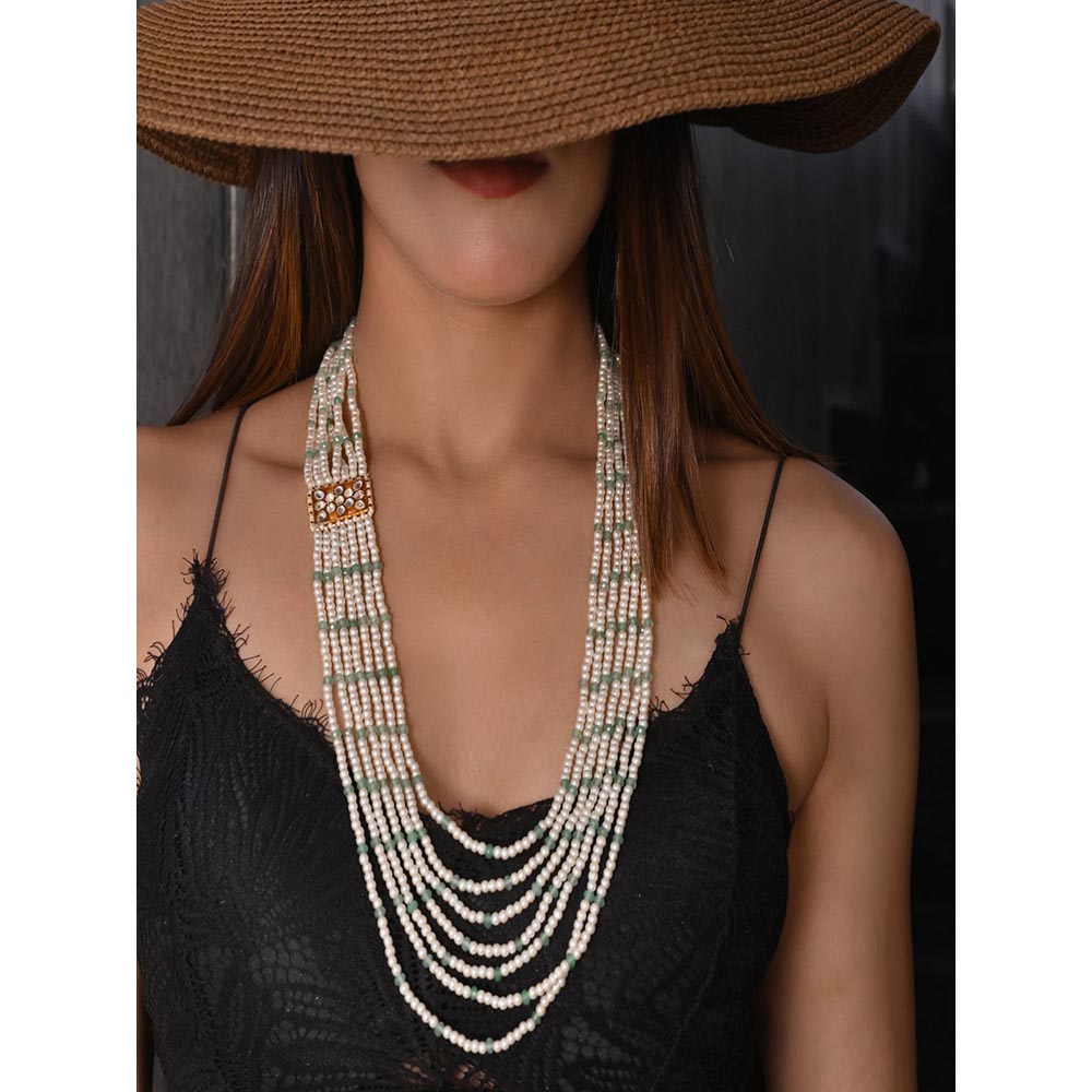 Shlok Jewels Keshavi Pearl Layered Motif Mala