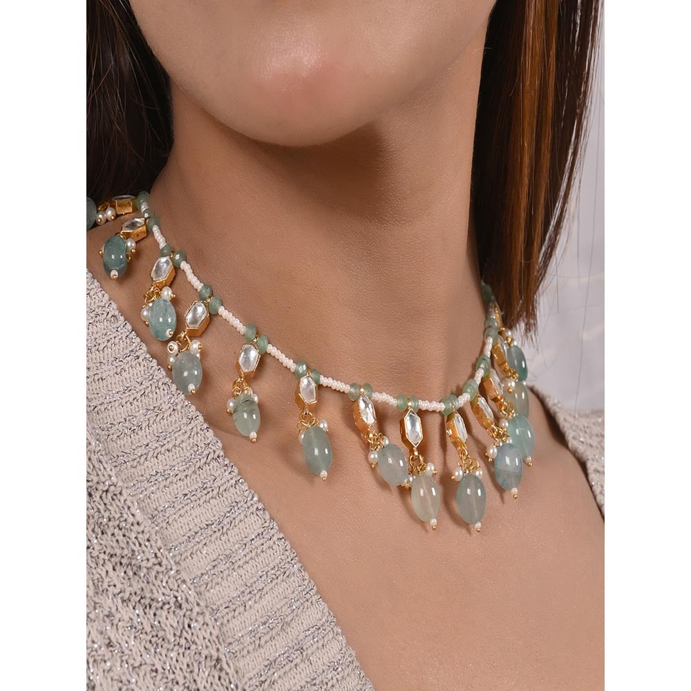 Shlok Jewels Tanisha Aqua Kundan Neklace