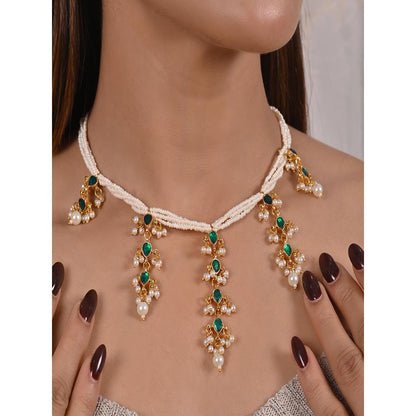 Shlok Jewels Shivaniya Green Kundan Neklace