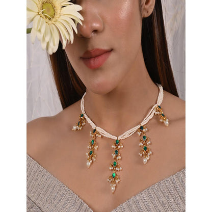 Shlok Jewels Shivaniya Green Kundan Neklace