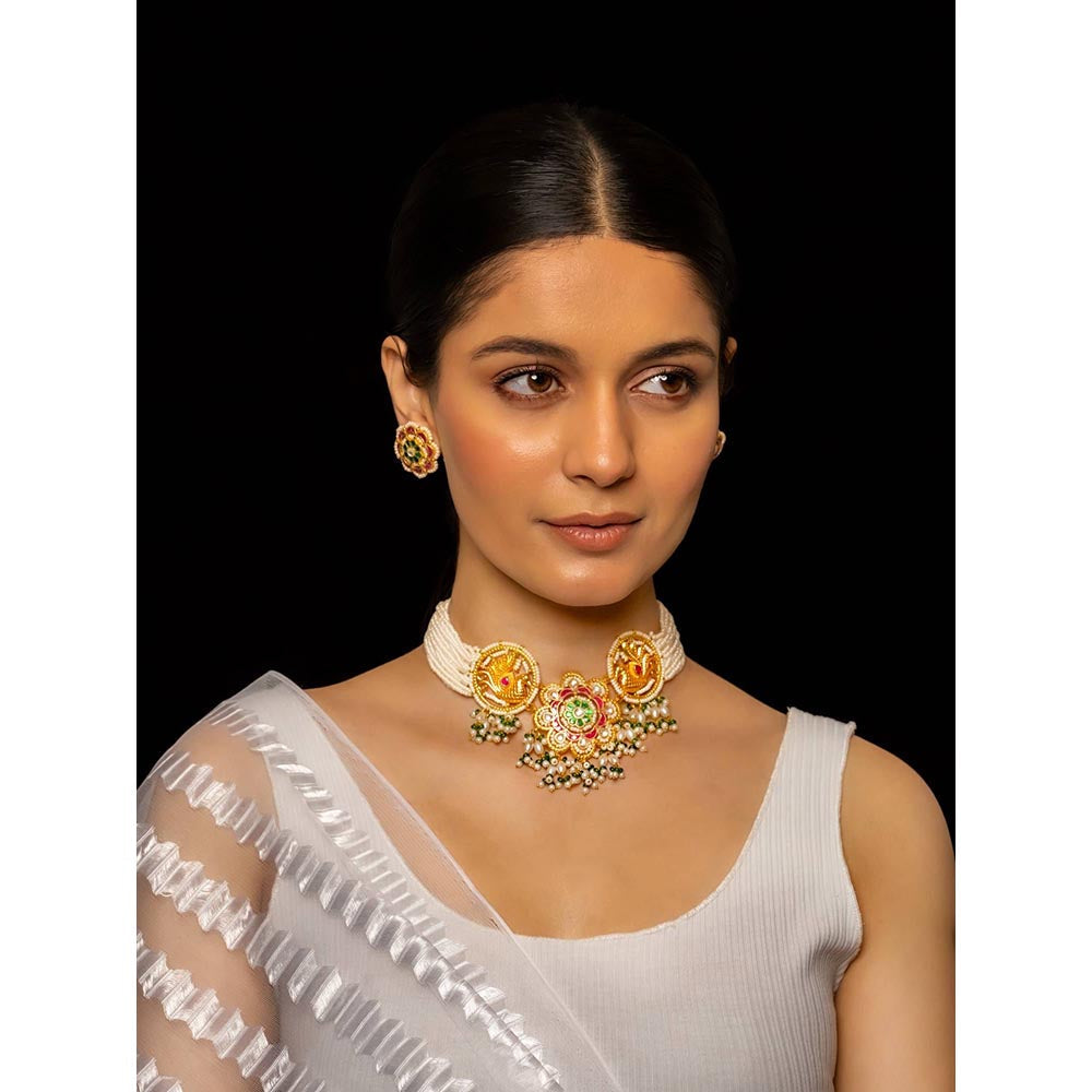 Shlok Jewels Kamadhenu Choker & Earring Set