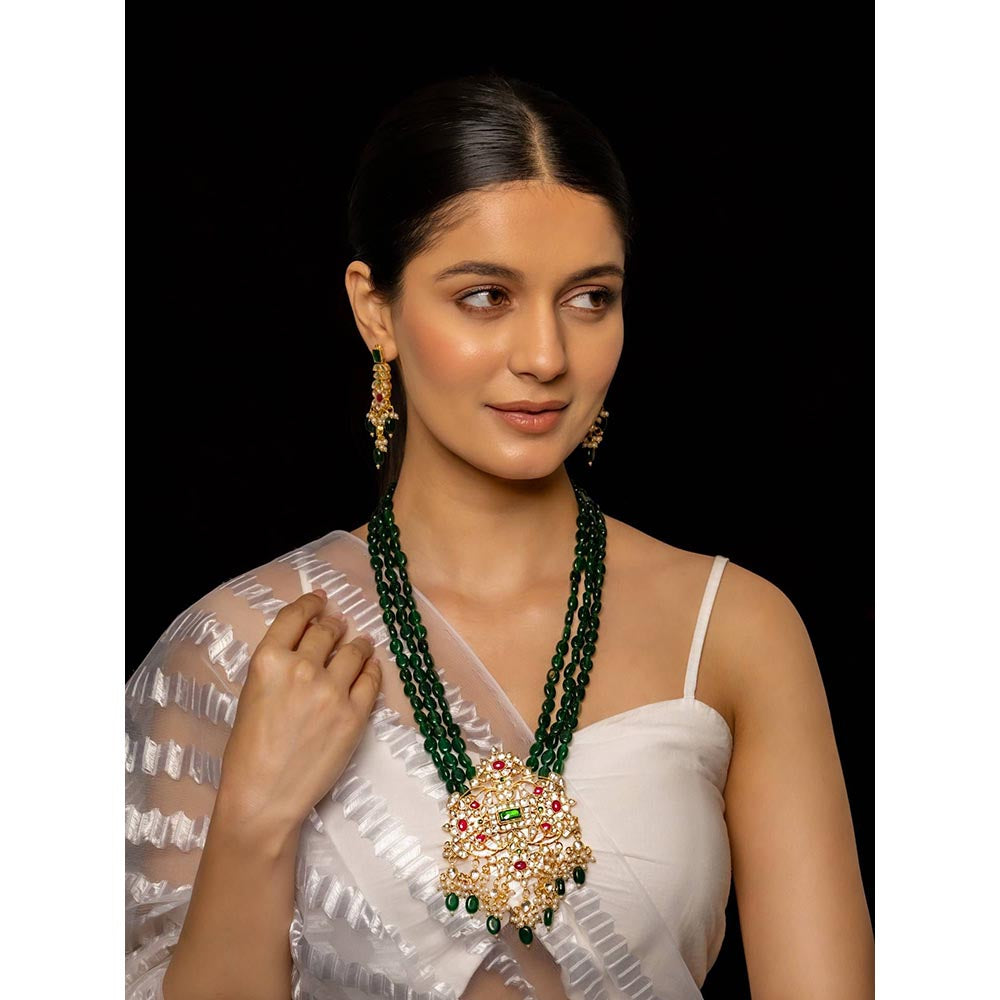 Shlok Jewels Manikya Pendant Necklace & Earring Set