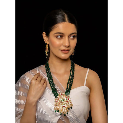Shlok Jewels Manikya Pendant Necklace & Earring Set
