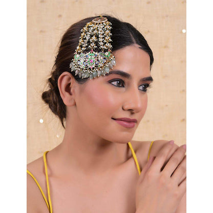 Shlok Jewels Women Multi-Color 18K Gold Plated Jadau Kundan Passa