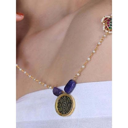 Shlok Jewels Women Multi-Color 18K Gold Plated Jadau Kundan Necklace