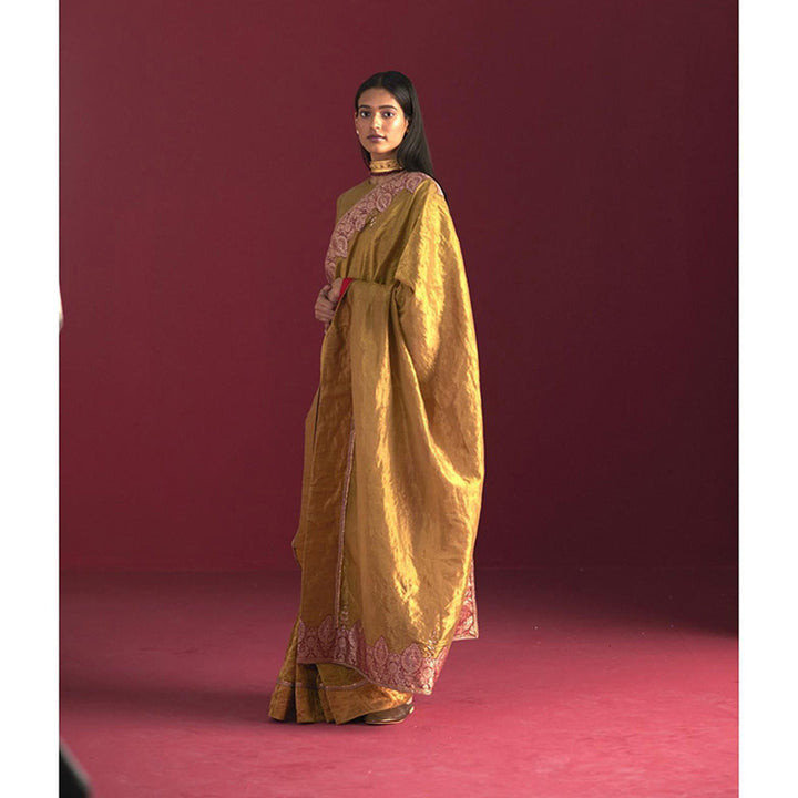 SHORSHE Ayesha Gold Tissue Saree without Blouse