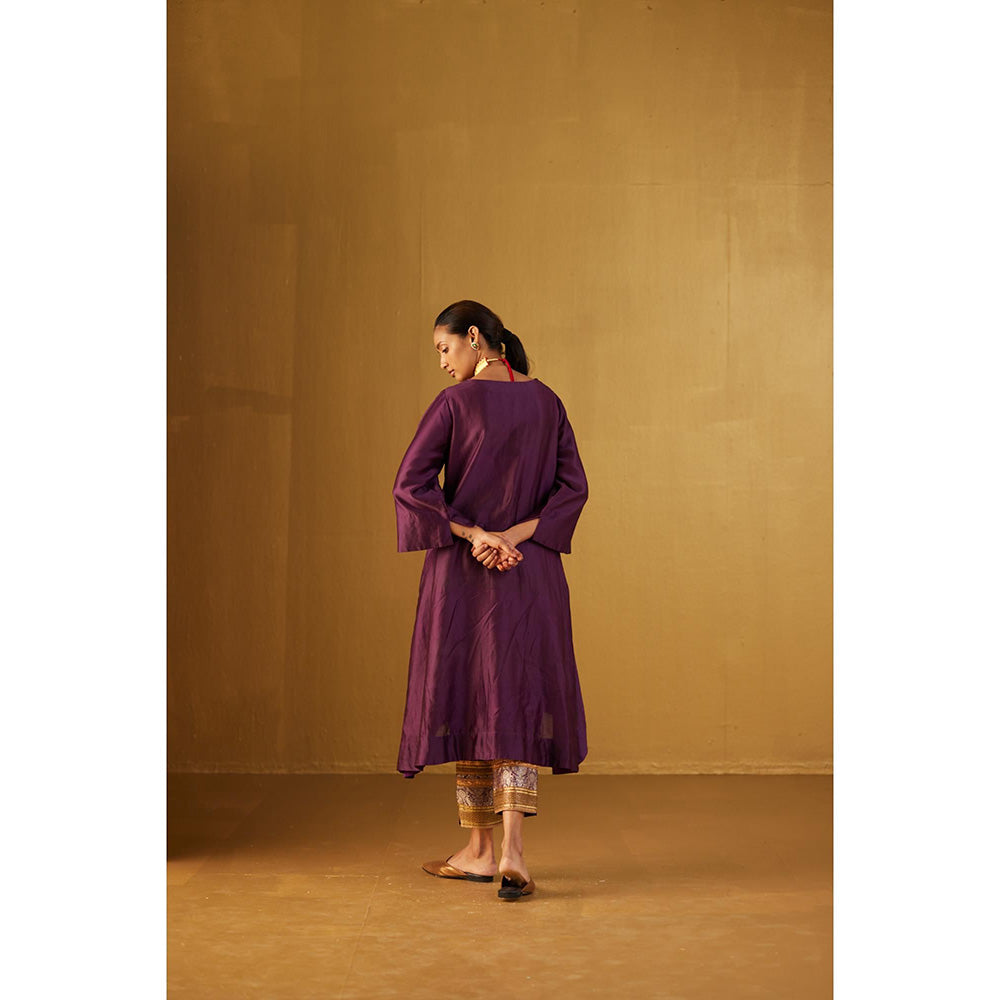SHORSHE Purple Chanderi Kurta (Set of 2)