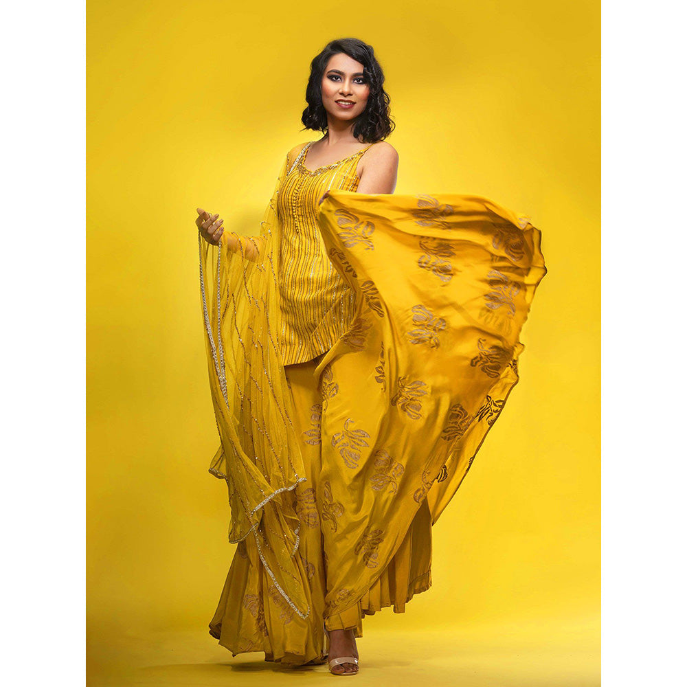 Shruti S Yellow Sharara (Set of 3)