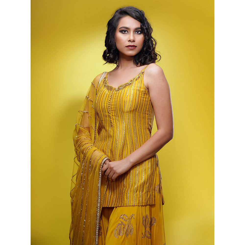 Shruti S Yellow Sharara (Set of 3)