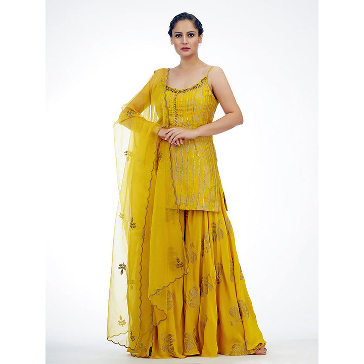 Shruti S Yellow Mango Sharara (Set of 3)