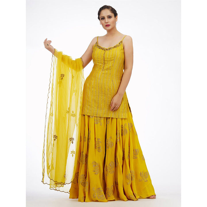 Shruti S Yellow Mango Sharara (Set of 3)