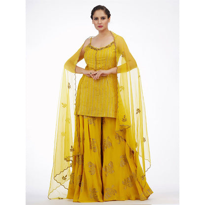 Shruti S Yellow Mango Sharara (Set of 3)