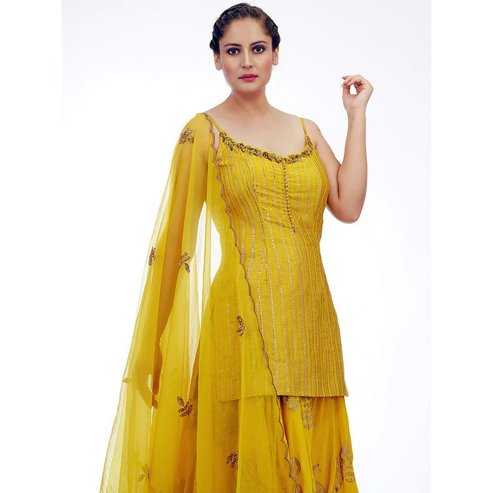 Shruti S Yellow Mango Sharara (Set of 3)