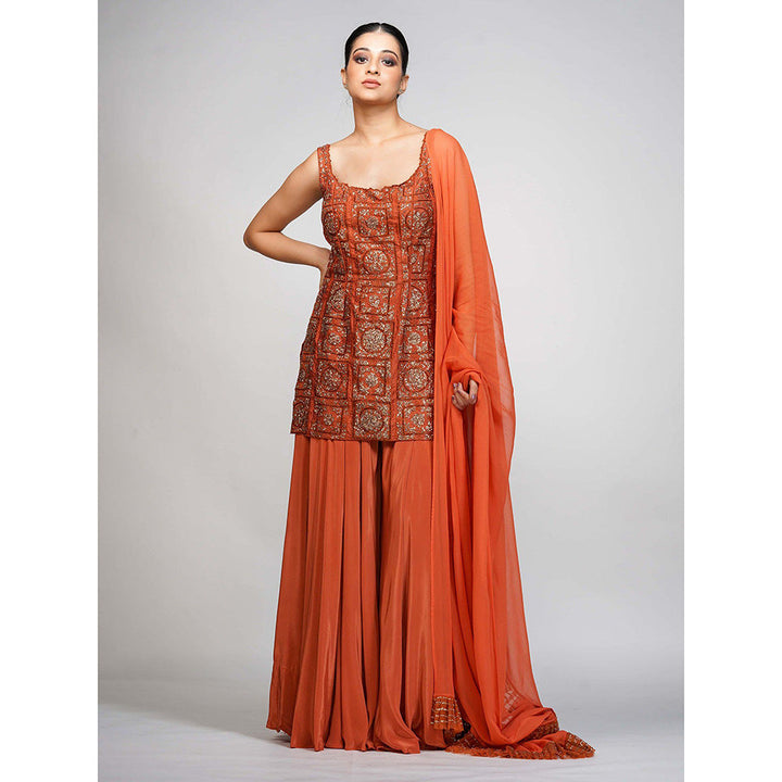 Shruti S Orange Gharara (Set of 3)