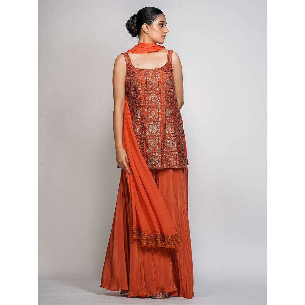 Shruti S Orange Gharara (Set of 3)