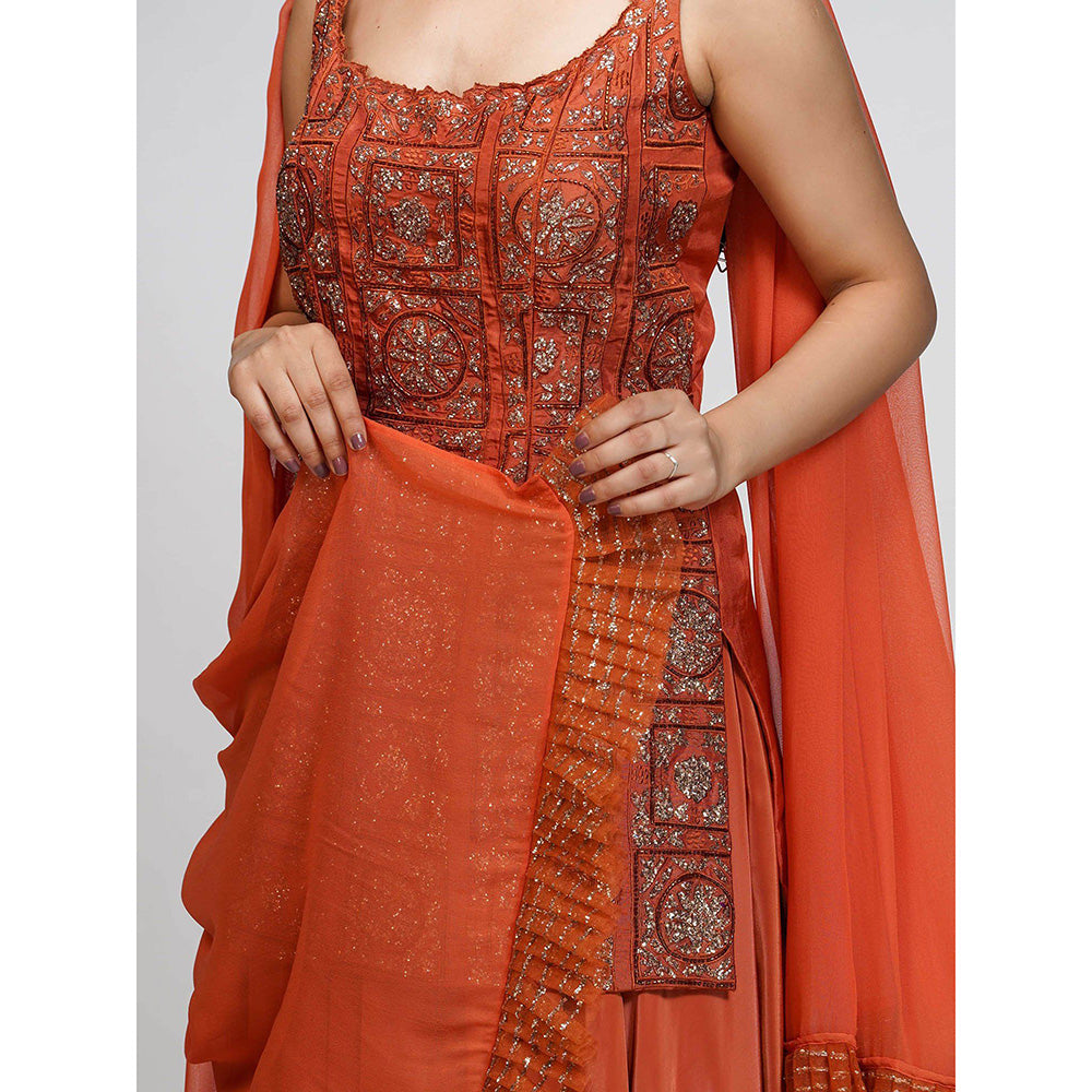 Shruti S Orange Gharara (Set of 3)