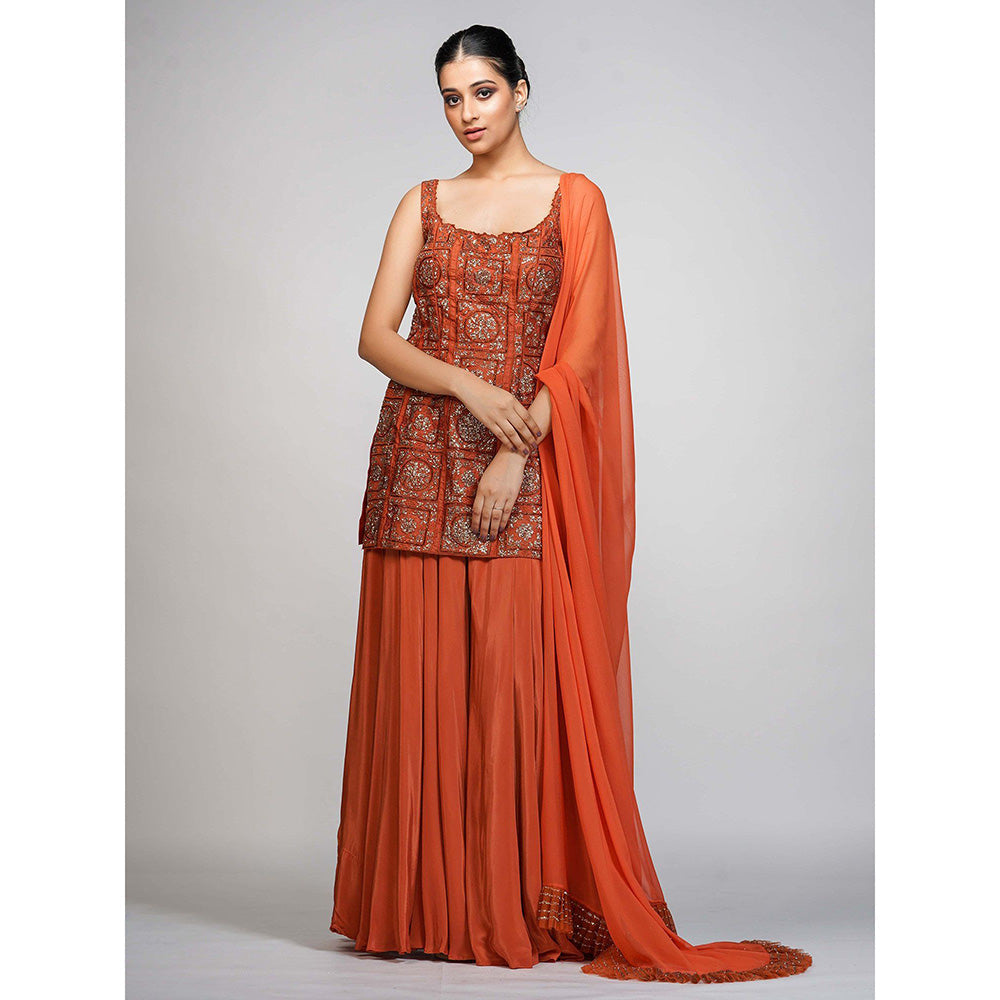 Shruti S Orange Gharara (Set of 3)