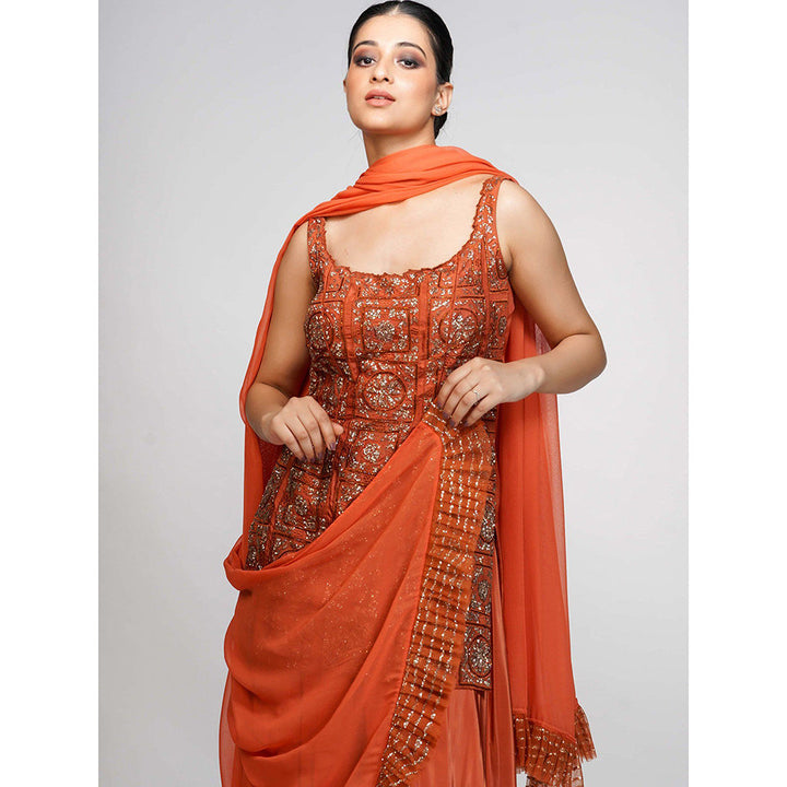 Shruti S Orange Gharara (Set of 3)