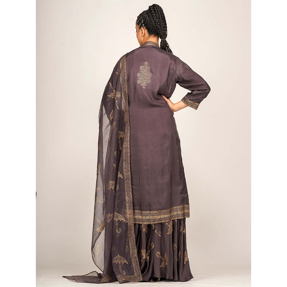 Shruti S Purple Metallic Printed Sharara (Set of 3)