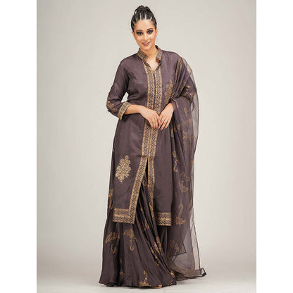 Shruti S Purple Metallic Printed Sharara (Set of 3)