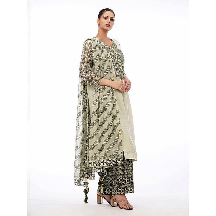 Shruti S Green Printed Palazzo (Set of 3)