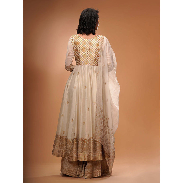 Shruti S Off White Angrakha Style Anarkali (Set of 3)