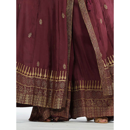 Shruti S Maroon Angrakha Style Anarkali (Set of 3)
