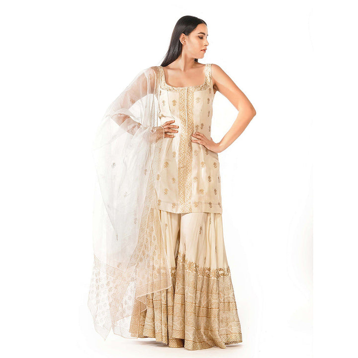 Shruti S Off White Metallic Print Sharara (Set of 3)