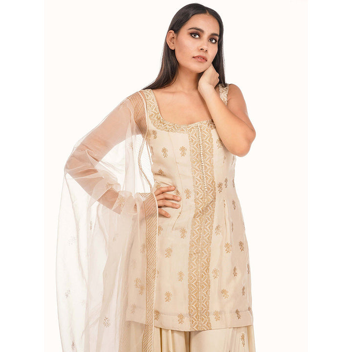 Shruti S Off White Metallic Print Sharara (Set of 3)