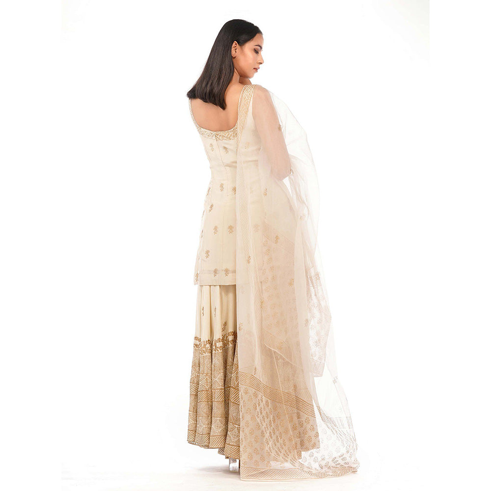 Shruti S Off White Metallic Print Sharara (Set of 3)