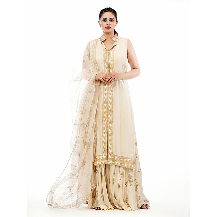 Shruti S Off White Metallic Printed Sharara (Set of 3)