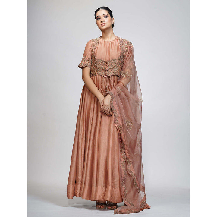 Shruti S Rose Gold Anarkali (Set of 4)