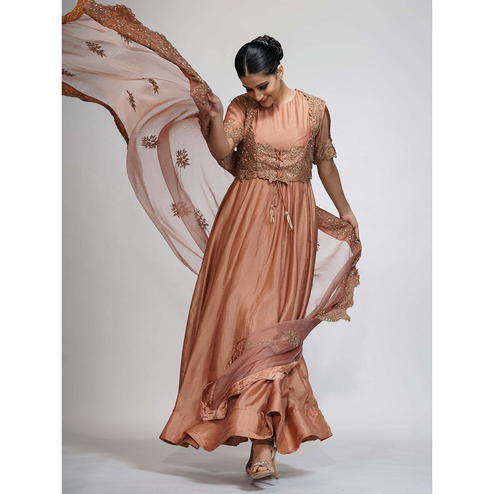 Shruti S Rose Gold Anarkali (Set of 4)