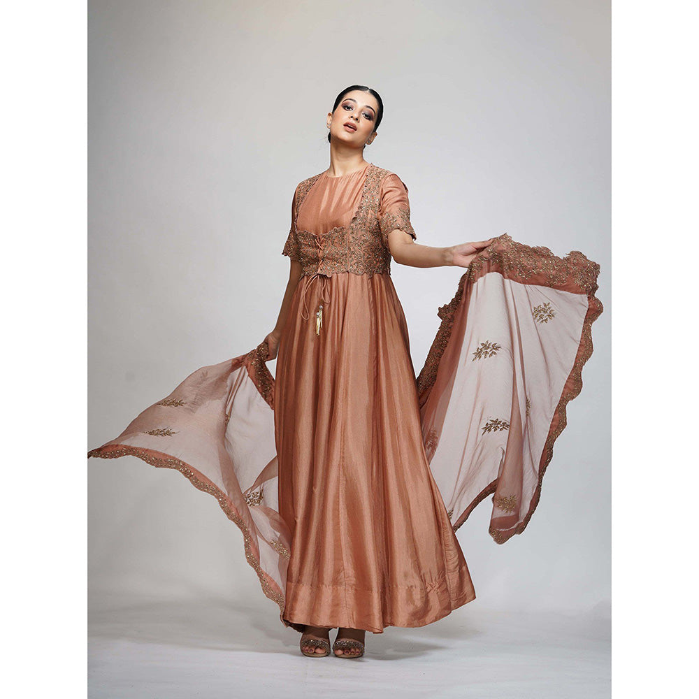 Shruti S Rose Gold Anarkali (Set of 4)