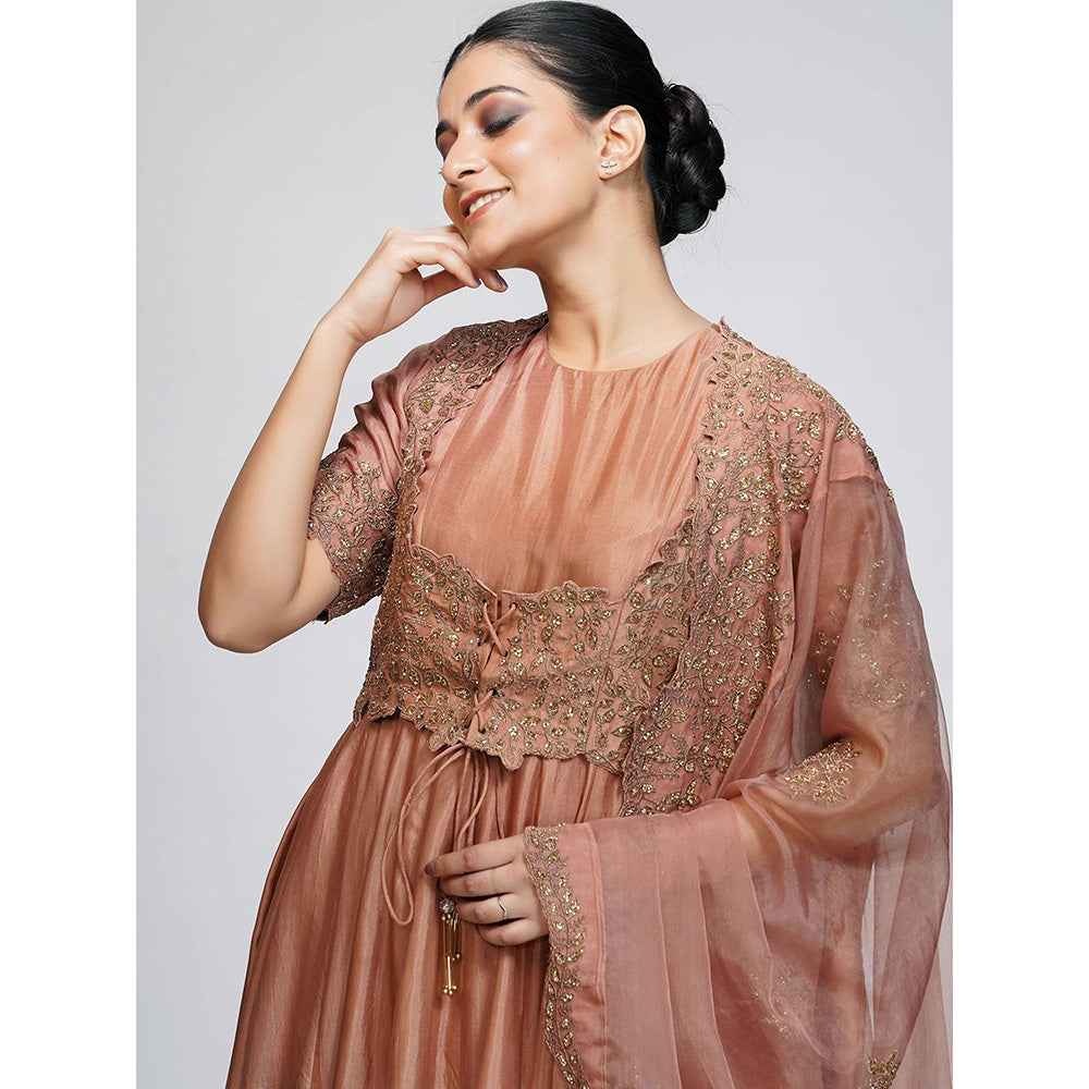 Shruti S Rose Gold Anarkali (Set of 4)