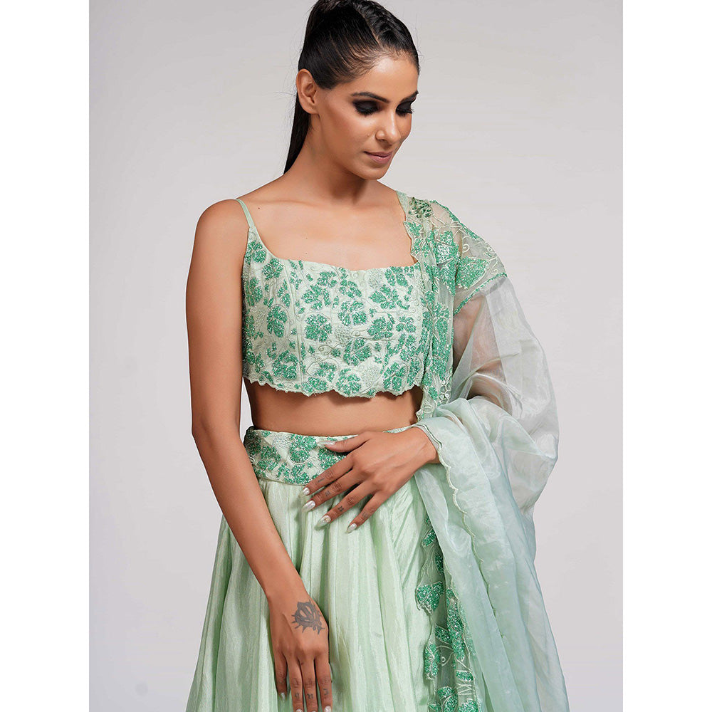 Shruti S Green Grapevine Lehenga (Set of 3)