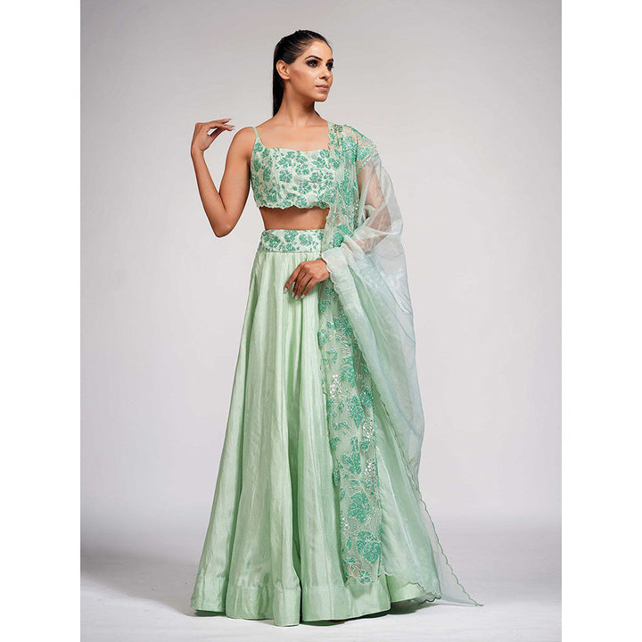 Shruti S Green Grapevine Lehenga (Set of 3)