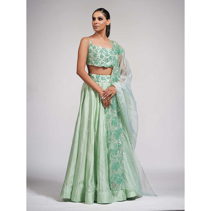 Shruti S Green Grapevine Lehenga (Set of 3)