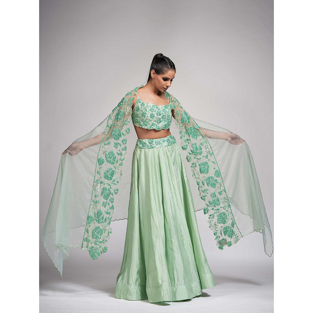 Shruti S Green Grapevine Lehenga (Set of 3)