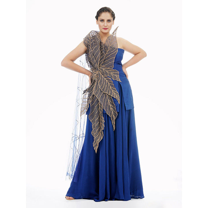 Shruti S Blue Leaves Sharara (Set of 2)