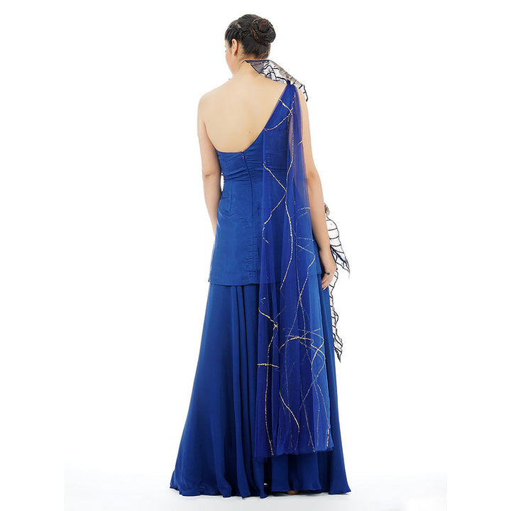 Shruti S Blue Leaves Sharara (Set of 2)