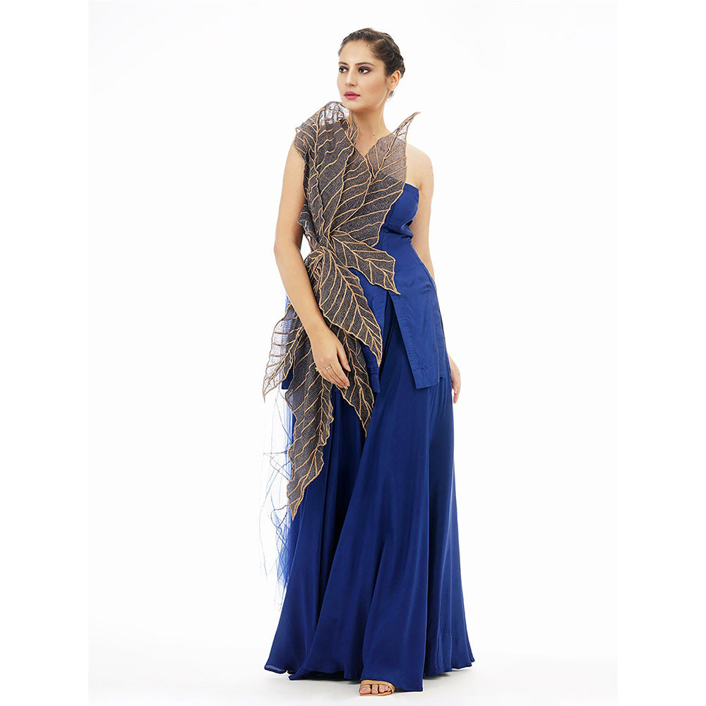 Shruti S Blue Leaves Sharara (Set of 2)