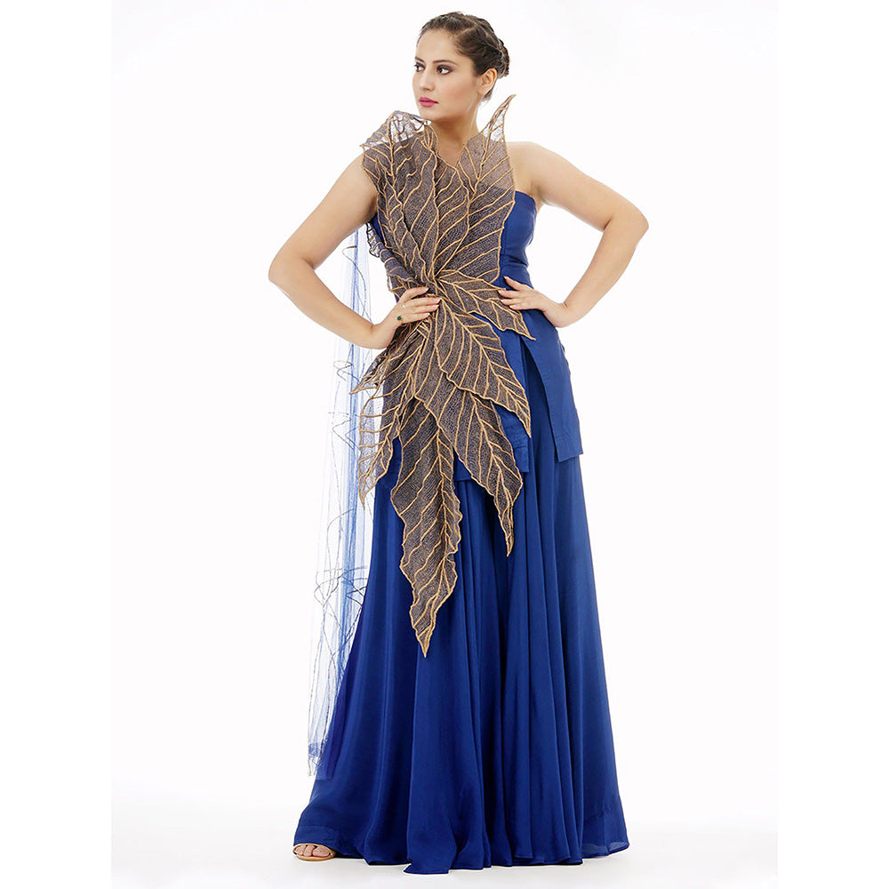 Shruti S Blue Leaves Sharara (Set of 2)