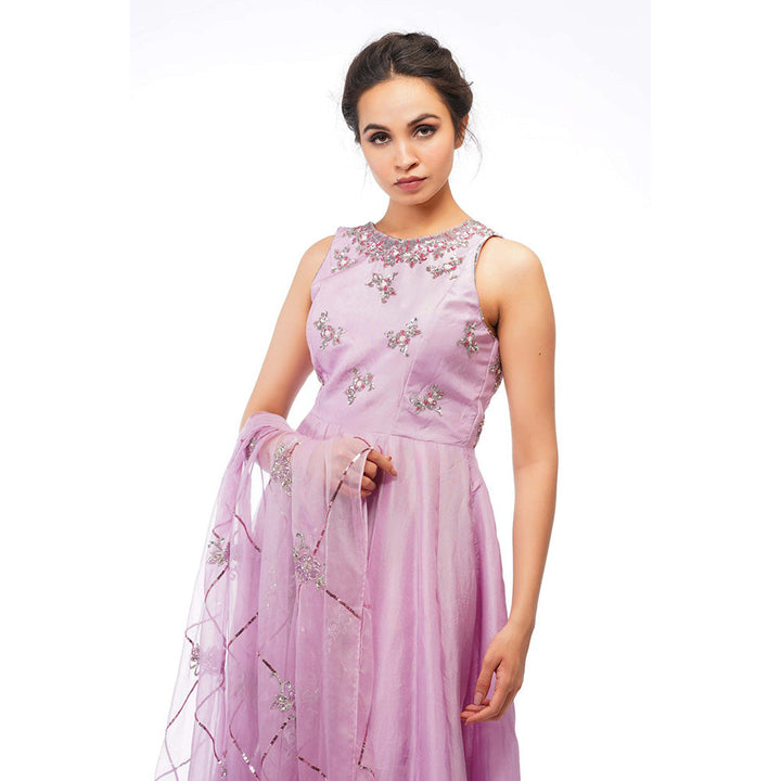 Shruti S Lavender Anarkali With Heavy Dupatta (Set of 3)