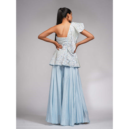 Shruti S Blue Peplum Sharara (Set of 3)