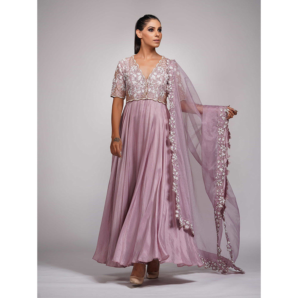 Shruti S Lilac Embroidered Anarkali (Set of 3)