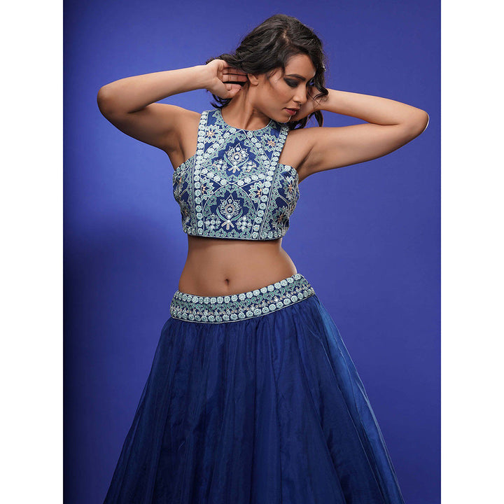 Shruti S Blue Racer Blouse Lehenga (Set of 3)